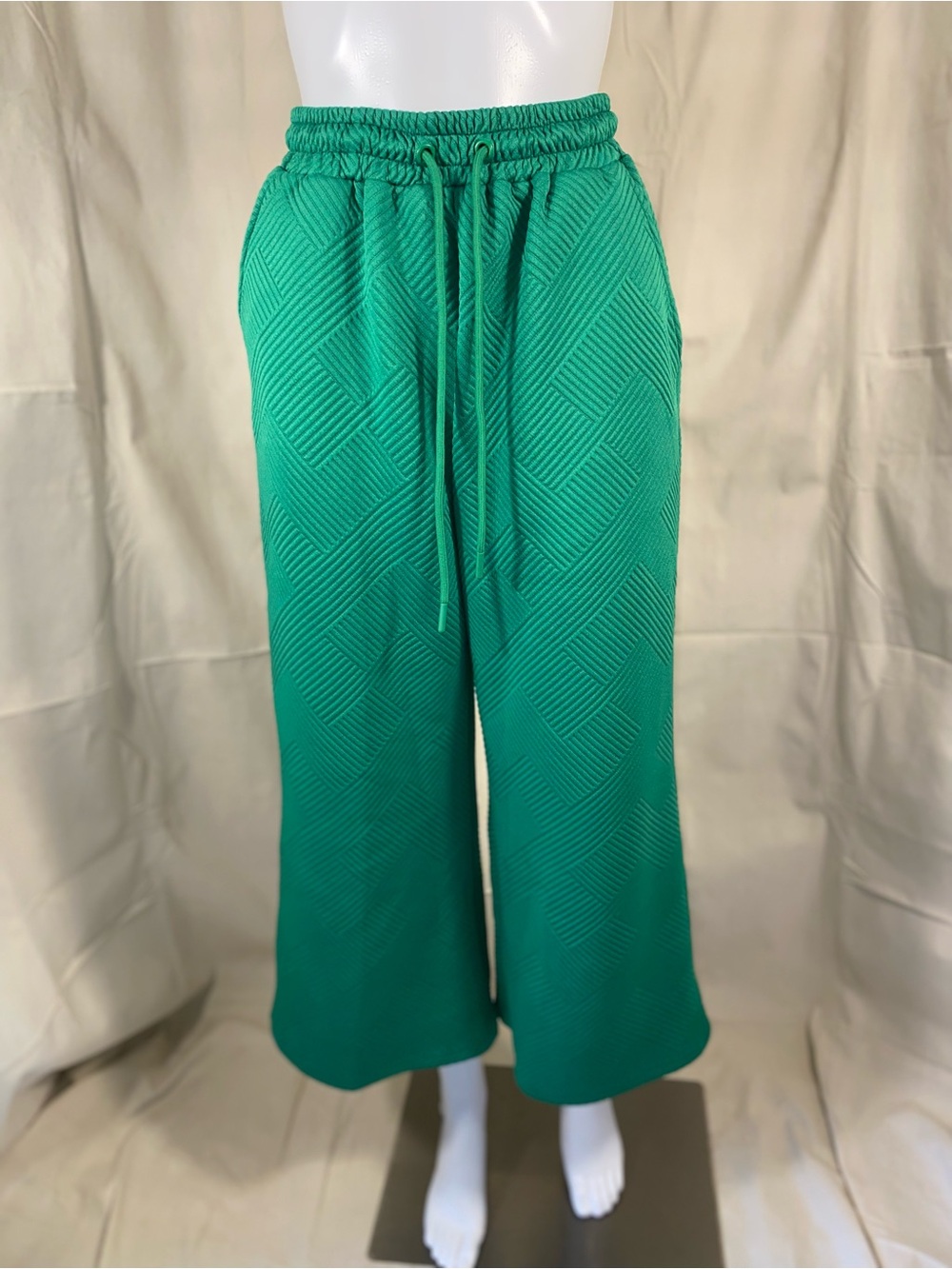 Benson River Emerald Green Texturized Wide Leg Pant
